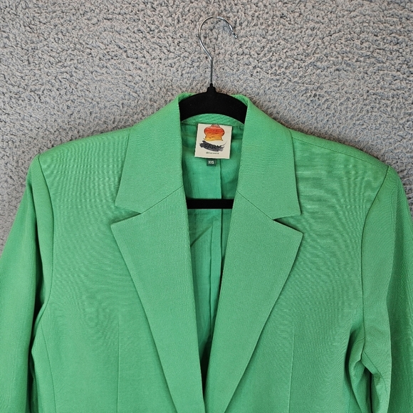 Farm Rio Womens Oversized Boyfriend Blazer Jacket Sz XXS Coat Bright Green - Picture 2 of 12